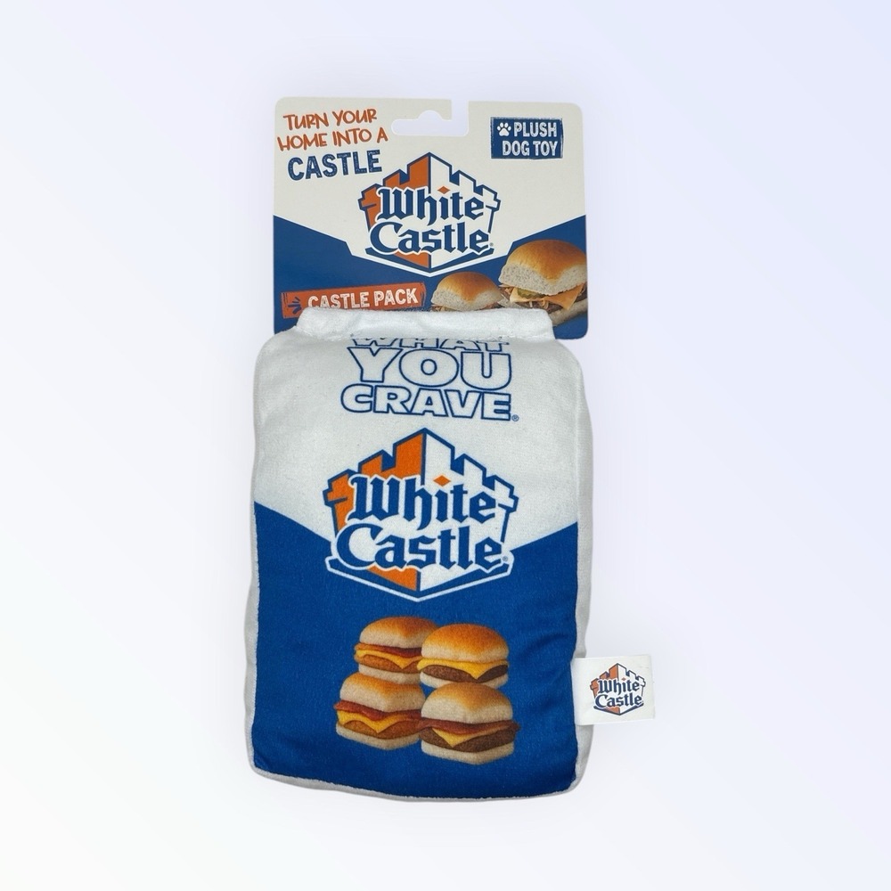 WHITE‎ CASTLE Burgers Sliders PLUSH DOG TOY New w/ Tags Hamburger Cheeseburger